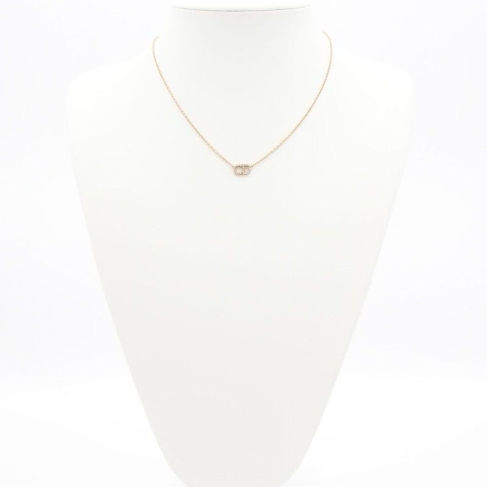 Christian Dior Clair D LUNE Necklace Pendant Choker Gold Logo Rhinestone - Picture 7 of 8